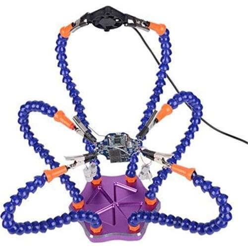 Helping Hands Third Hand Soldering Tool 6 Flexible Arms Six Arm Soldering Station With Swiveling Alligator Clip for RC Drone