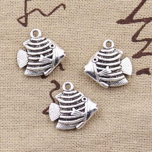 10pcs Charms Goldfish Fish 18x18mm Antique Silver Color Pendants DIY Crafts Making Findings Handmade Tibetan Jewelry