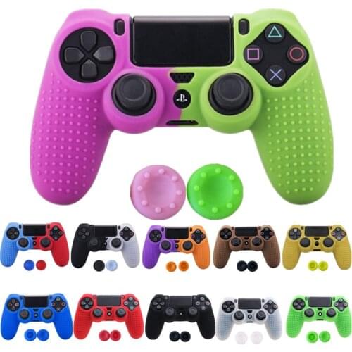 Anti-slip Silicone Cover Protect Skin Case for Sony Play Station 4 Dualshock 4 PS4 Pro Slim Controller+2 Thumb Grips Accessories