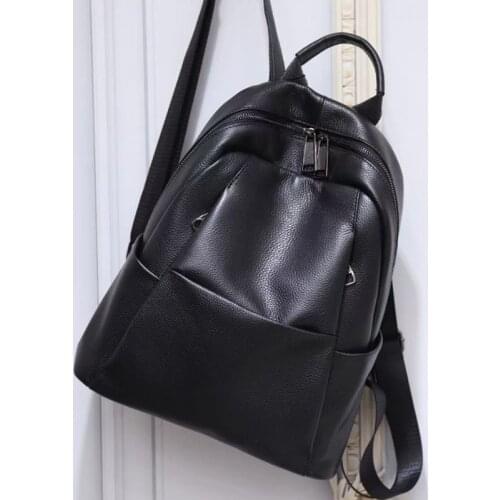 Natural Cowhide Leather Backpack Top Selling Large Capacity Solid Color Mini Shoulders Bag For Women