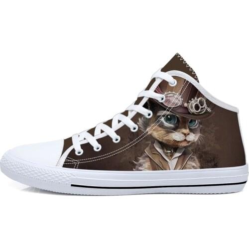 Cute Animal Print Womens Canvas Shoes Medium Cut Customized Shoes for Man Fashion Sneakers DIY Footwear For Teen Boys Girls