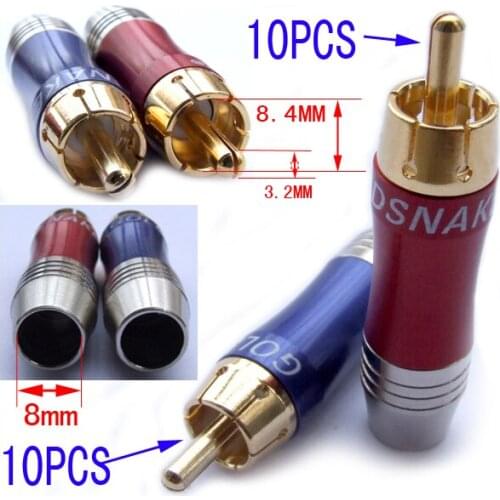Bule +red Gilt RCA Plug Audio Video for Speaker Cable Amplifier