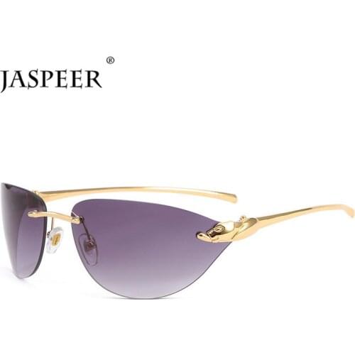 JASPEER 2021 New Steampunk Rimless Sunglasses Women Brand Designer Men Sun Glasses Punk UV400 Driving Sunglasses Fashion Eyewear