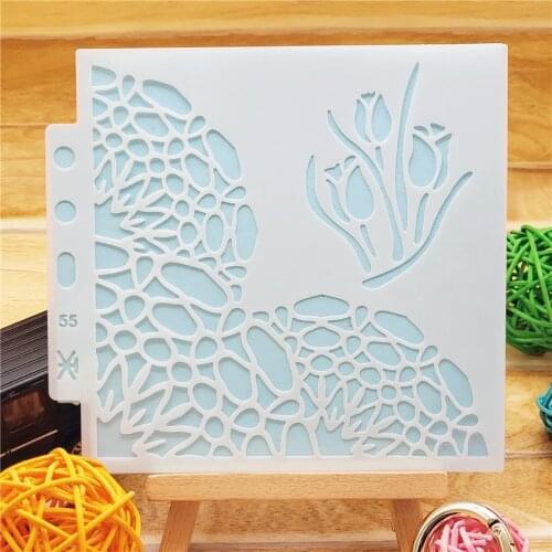 13*14CM Love Rose Shield DIY Cake Scrapbook Stencils Hollow Embellishments Printing Lace Ruler Valentines Day