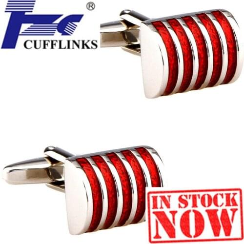 TZG Red Enamel Bent Metal Cufflink Cuff Link 2 Pairs Free Shipping