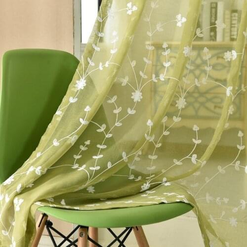 Embroidery Sheer Curtain for Living Room Three-Dimensional Embroidery Linen Tulle Curtain for Bedroom Eco-FriendlyFabric Curtain