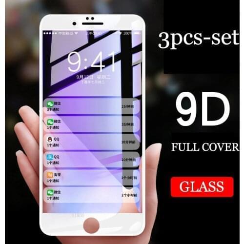 3 Pcs 9D Screen Protector Protective Glass for Apple IPhone 6s 6 7 8 Plus Tempered Film Safety I Phone X S XS Max XR Iphone6 Set