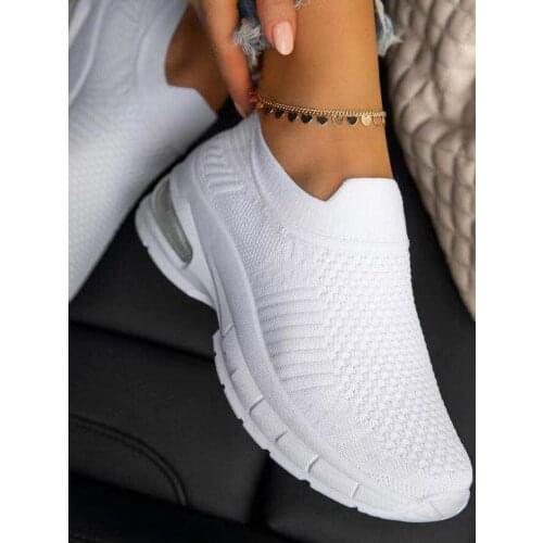 Plus Size Women Shoes 41 42 43 Air Mesh Lightweight Breathable Heighten Sneakers Women Black White Shose Women Summer Platform