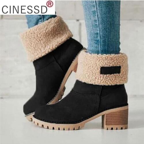 Women Winter Fur Warm Snow Boots Ladies Warm wool booties Ankle Boot Comfortable Shoes plus size Casual Women Mid Boots