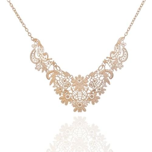 Retro Court Style Metal Lace Collar Necklace Women`s Jewelry