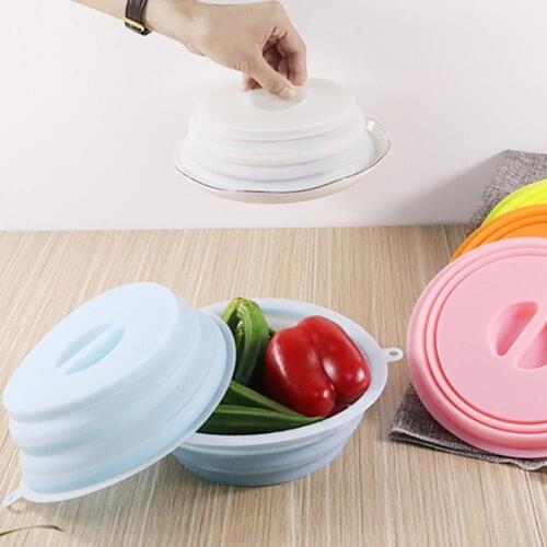 1Pc Silicone Folding Fresh Sealing Cover Heat Resistant Fridge Bowl Plate Wrap Lid Sealing Silicone Lids Accessories Kitchen Too