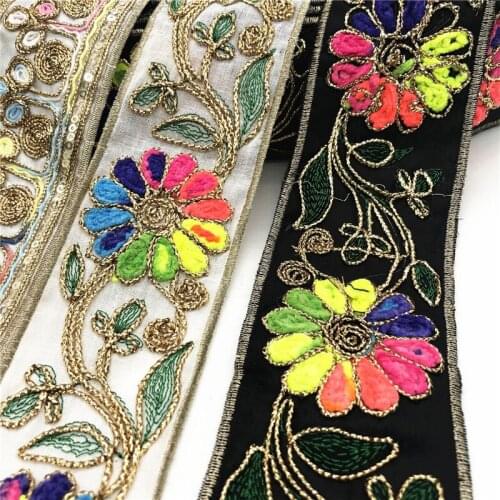 1Yards Embroidery Lace Ribbon Colorful Lace Trims Handmade Sewing Dress Clothes Supplies Decoration DIY Craft