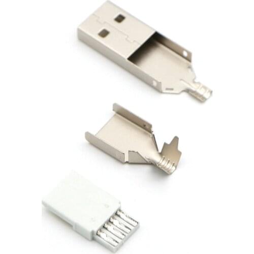 10sets USB 2.0 Type A Welding Type Male Plug Nickel Plated Connectors usb-A Tail Socket 3 in 1 DIY Adapter