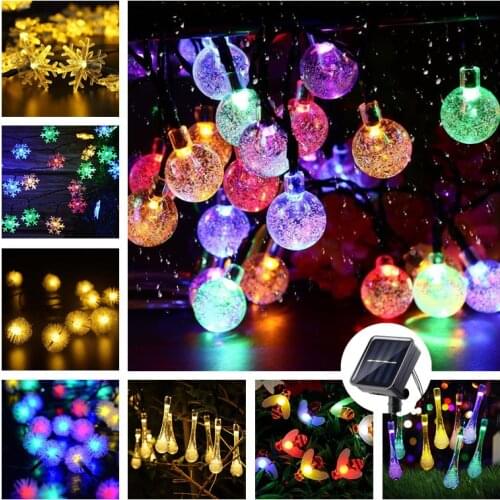12/7m 8 Mode Solar Light Crystal Ball Bee Folower LED String Lights Fairy Lights Garlands for Christmas Lights Outdoor Garden