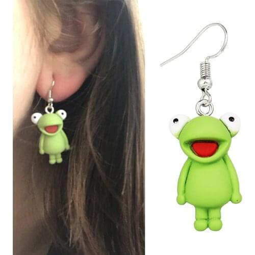 2021 Summer Resin Green Frog Pendant Drop Earrings for Girls Women Children Dangle Earring Birthday Gift Lovely Animal Jewelry