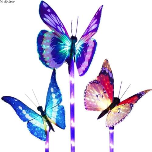 3pcs Multicolor Butterfly Solar Lights Outdoor Lawn Lamps Outdoor Garden Lawn Landscape Pathway Lights Decoration Lighting