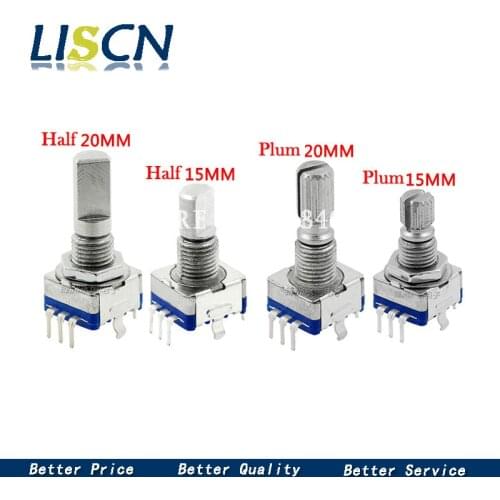 5PCS/LOT 20 Position 360 Degree Rotary Encoder EC11 w Push Button 5Pin Handle Long 15/20MM With A Built In Push Button Switch