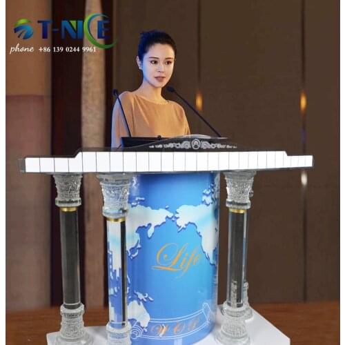 AKLIKE The Senior Luxury Design Crystal Column Acrylic Can Be customized Church Podium Organic Glass Pulpit Commercial Furniture