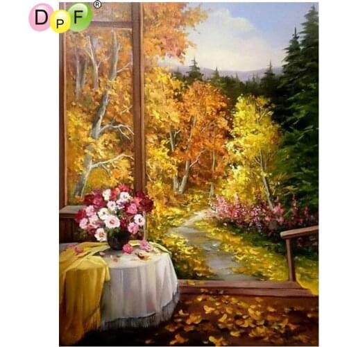DPF diamond yellow leaf diamond painting cross stitch needle diamond mosaic square rhinestone home decoration
