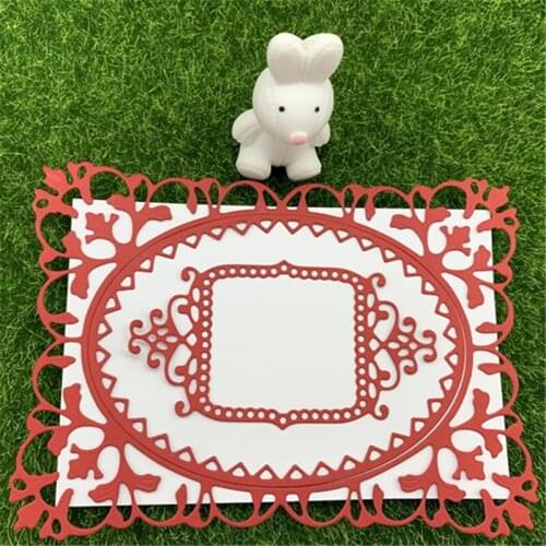 Hollow lace rectangular oval album frame hand embossed DIY album scrapbook greeting card decoration metal cutting mold