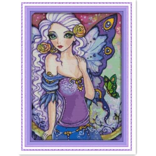 Butterfly Fairy Hand Embroidery Material Cross Stitch Set 11CT 14CT Sewing Furniture Decoration Accessories Embroidery