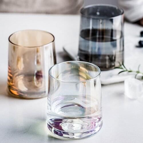 Europe Colorful Ion-plated Glass wine glass High quality whiskey glass Artificial blowing Transparent Water cup party Drinkware