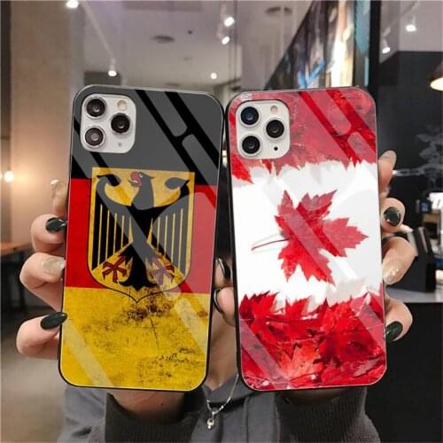 Canada Germany South Korea Flag Phone Case Tempered Glass For iPhone 12 pro max mini 11 Pro XR XS MAX 8 X 7 6S 6 Plus SE 2020