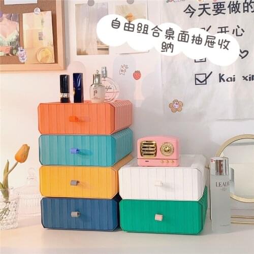 Morandi Color Large Capacity Desk Organizer Stationery Pen Holder Drawer Makeup Storage Box Desktop Organizer Office Accessories