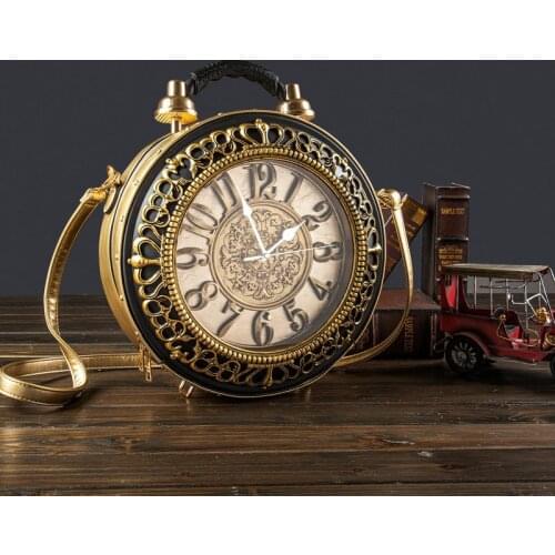 High Quality Pu Leather Handbags Fashion Real Clock Shoulder Bag Casual Crossbody Bags for Women Vintage Female Messenger Bags