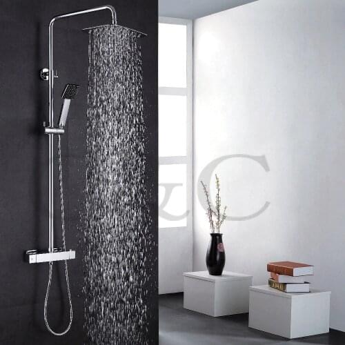 With Thermostatic Bath Shower Faucet Valve 30X20 cm Air Drop Rainfall Shower Head Exposed Bathroom Shower Set 030-30X20TA