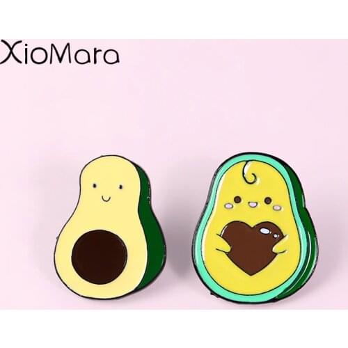 Green Avocado Enamel Pins Funny Little Avocado Buddy Badge Custom Fruits Jewelry brooches Lapel pin for Women Men