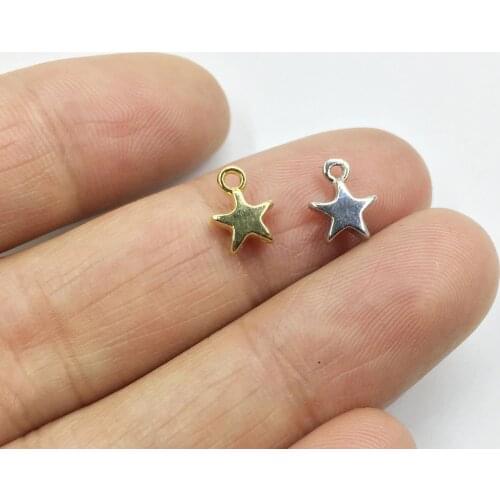 Eruifa 20pcs 6mm Mini Star Zinc Alloy necklace,earring bracelet jewelry DIY handmade 2 colors Gold and Rhodium silver