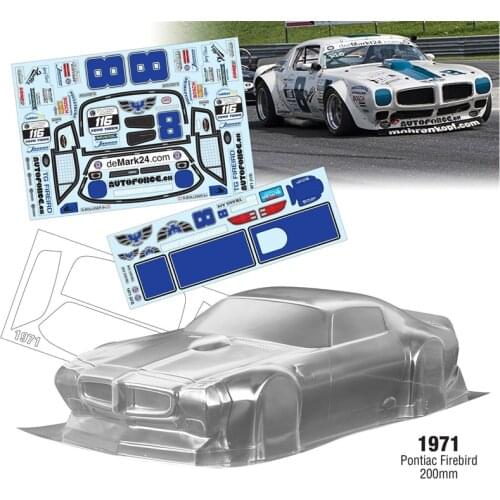 Rc Car Shell Pontiac Firebird 200mm Clear Body + Stickers For 1/10 Scale On Road Racing Car Model