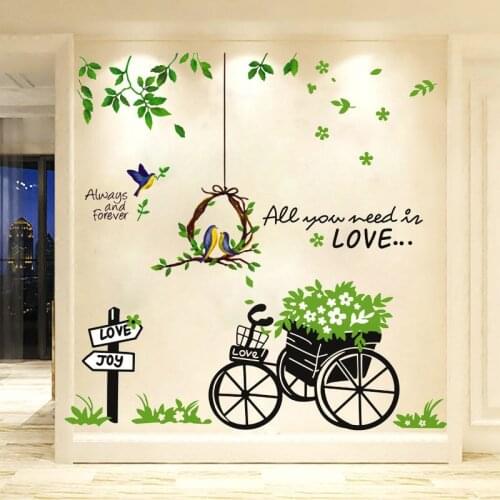 Creative Wall Stickers Plant Flower Bird PVC Removable Stickers for Kids Room Home Living Wall Decals Murals