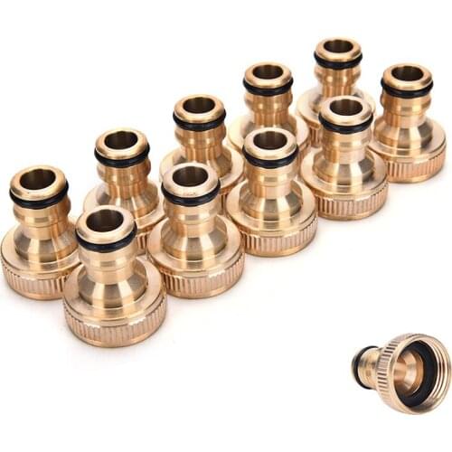 2 Pcs 3/4" Brass Threaded Tap Garden Hose Connect Adaptor Tap Snap Fitting Pipe