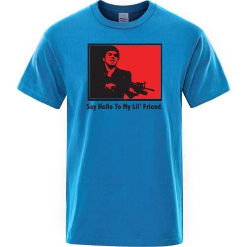 SCARFACE Say Hello To My Lil Friend 2021 Summer Men T Shirt Casual Cotton O-Neck Vintage Tops Hip Hop Short Sleeve Tee Shirt