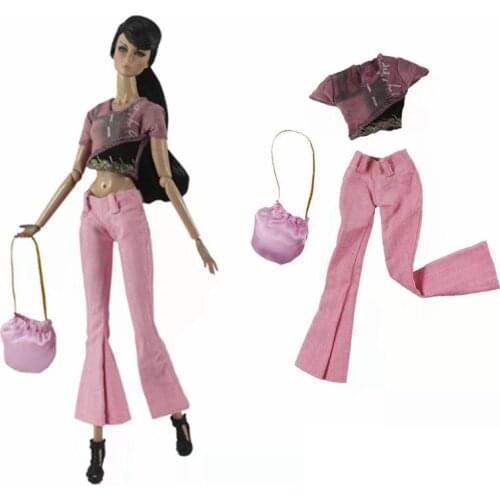 Fashion Pink Shirt Pants 11.5" Doll Clothes For Barbie Clothes Princess Outfits Crop Top Trousers 1/6 BJD Dolls Accessories Toys