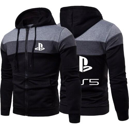2021 Men PlayStation Printing Spring Wild Warm Fashion Harajuku Zipper Hooded Sweatshirts Style Male Tops Leisure Coats