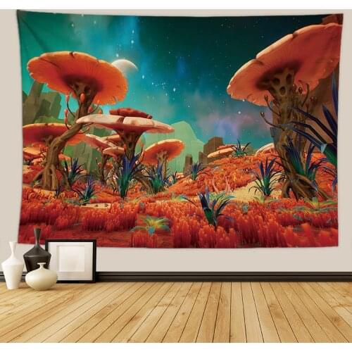 Large Mushroom Castle Wall Tapestry Forest Moon Starry Sky Hippie Boho Decor Dorm Witchcraft Tapestry Wall Hanging Carpets Cloth