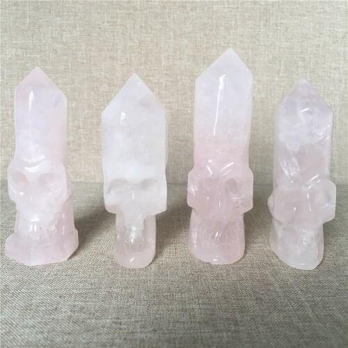 Natural rose quartz crystal skull for love sale Stones and crystals home decoration decorative crystal
