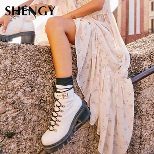 New Women Motorcycle Boots Autumn Fashion Patent Leather Round Toe Lace-up Combat Shoes Ladies Snow Office Boots