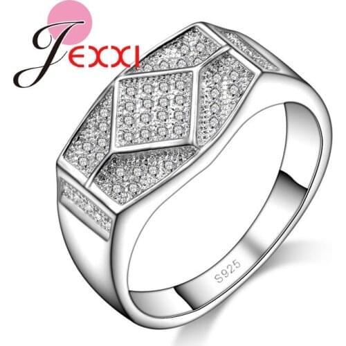 New Product Jewelry Promotion Fashion Geometric Zirconia Rhinestone Women Party Rings High Quality 925 Sterling Silver