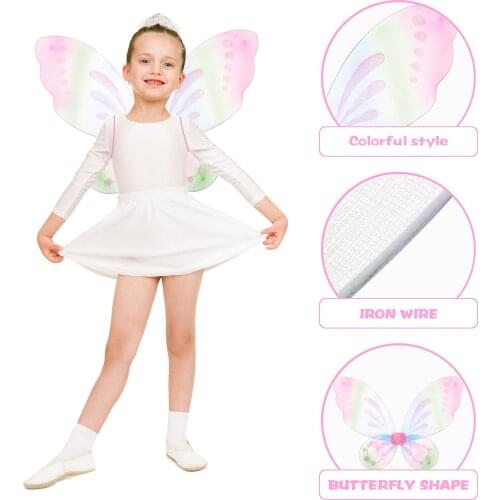 Amosfun Girls Fairy Wing Butterflies Costume Wing Dress Up Wing for Kids Carnival Birthday Party (Pink)