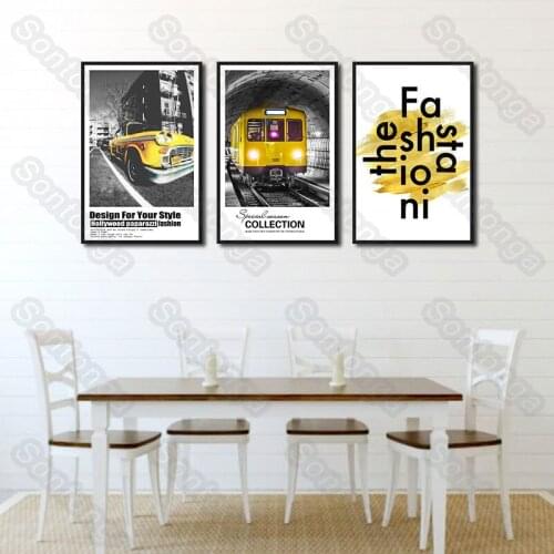 Nordic Style Train Car Art Poster Sofa Simple Bedroom Bedside Canvas Painting Painting Creative Painting 3D Stereo Wall Sticker