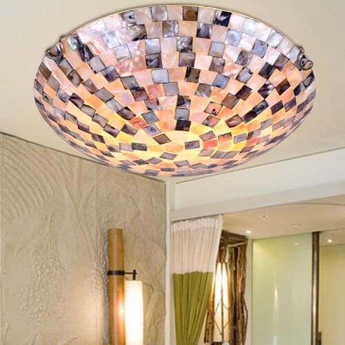 12inch Tiffany Mediterranean style natural shell ceiling lights lustres night light floor bar home lighting