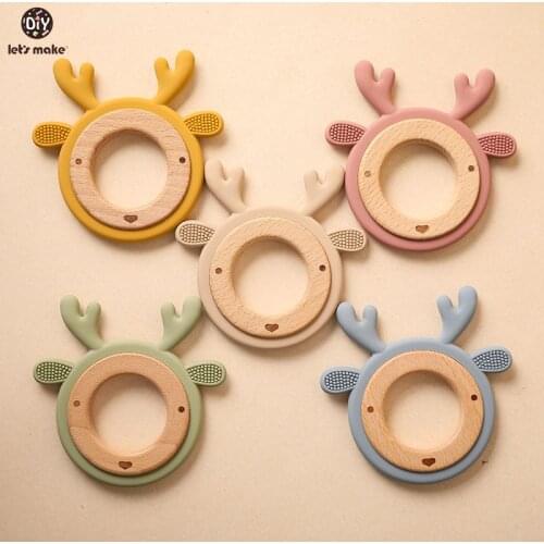 Lets Make Baby Teether Products Wooden Ring Feeding Bibs Health Care Food Grade Silicone Teething Babe Toys Accessories