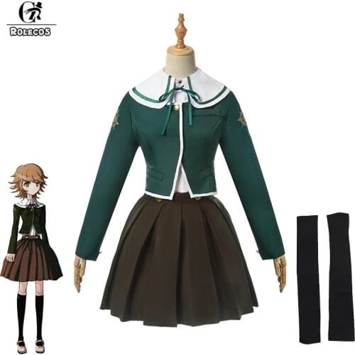 ROLECOS Game Danganronpa Cosplay Fujisaki Chihiro Cosplay Costume JK Girls School Uniform Sailor Suit Shirt Coat Shirt Outfit