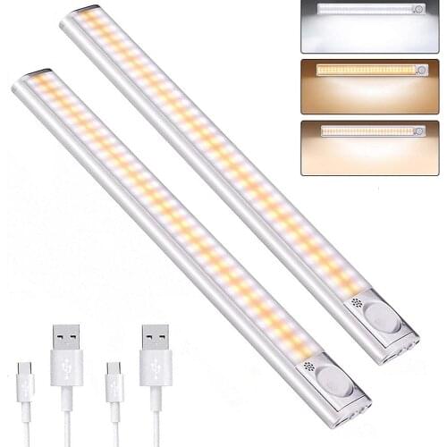 Dimmable 80/120/160 LEDs Under Cabinet Light USB Rechargeable Motion Sensor Closet Night Lamp For Wardrobe Cupboard Stairway