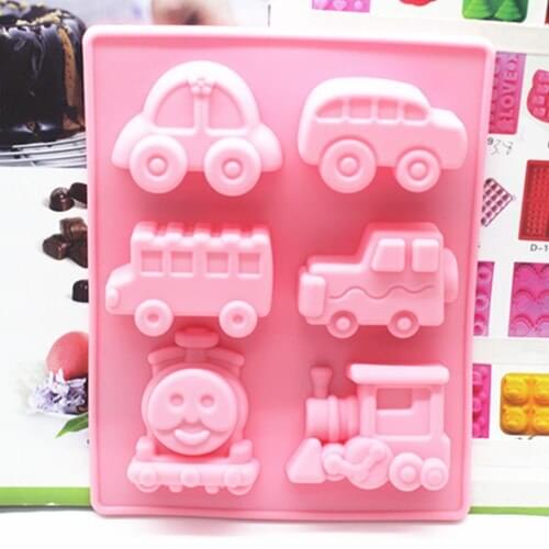 Silicone mold 6 cavity train car bus shape Chocolate mold Fondant cake mould clay mold