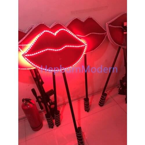 LED light lips lumious lip bar Valentines Day props party red New Year event nightclub hand placard